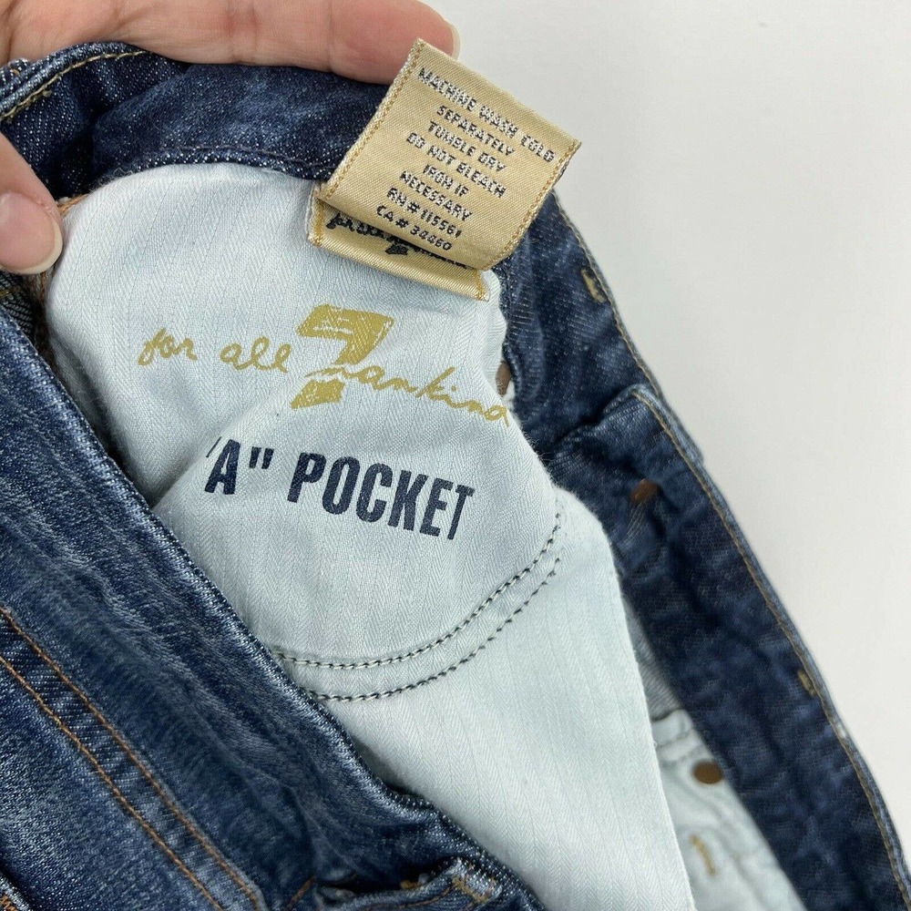 7 For All Mankind Jeans size 28 x 33 Blue Denim A" Pocket Mid-Rise Stretch - Picture 10 of 11